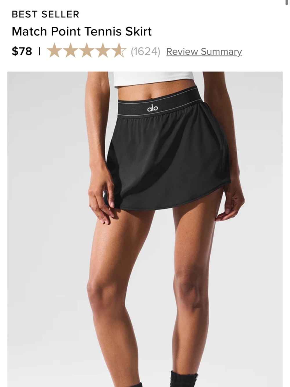 ALO Yoga Match Point Tennis Skirt in Black